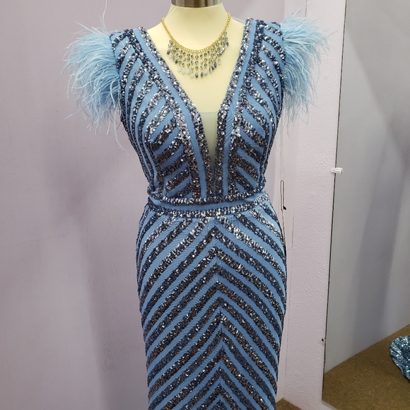 Nadias Blue sequin formal - Picture 2 of 8